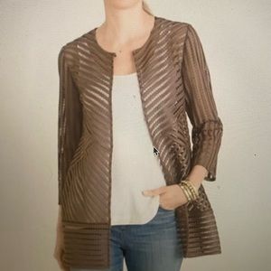 Chico's Sheer Brown Striped Blazer